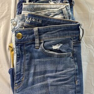 American Eagle Outfitters Women's Medium Blue Skinny Jeans 5 pair